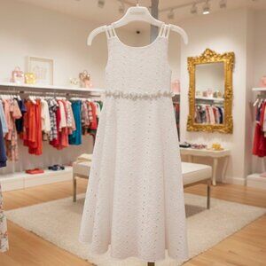 White Easter Church Wedding Formal Party Modest Maxi Girls Bonnie Jean 8 Dress